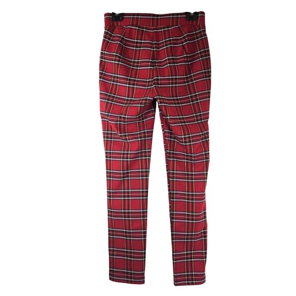Tommy Hilfiger Women Red Plaid Slim Cut Stretchy Pants 8 NWT - Picture 3 of 7